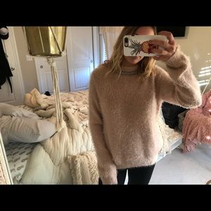 Light pink fuzzy beaded sweater!
